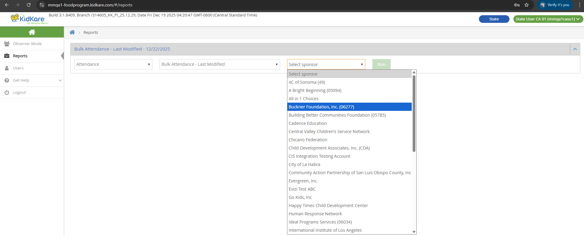 Other State User report without Program Type dropdown