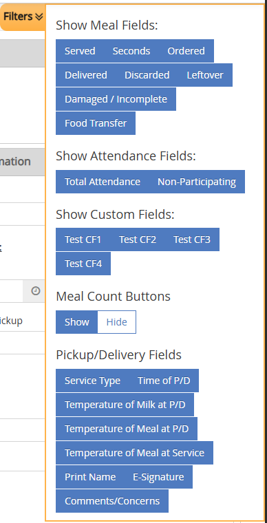 Non-LA Food Transfer fields detail