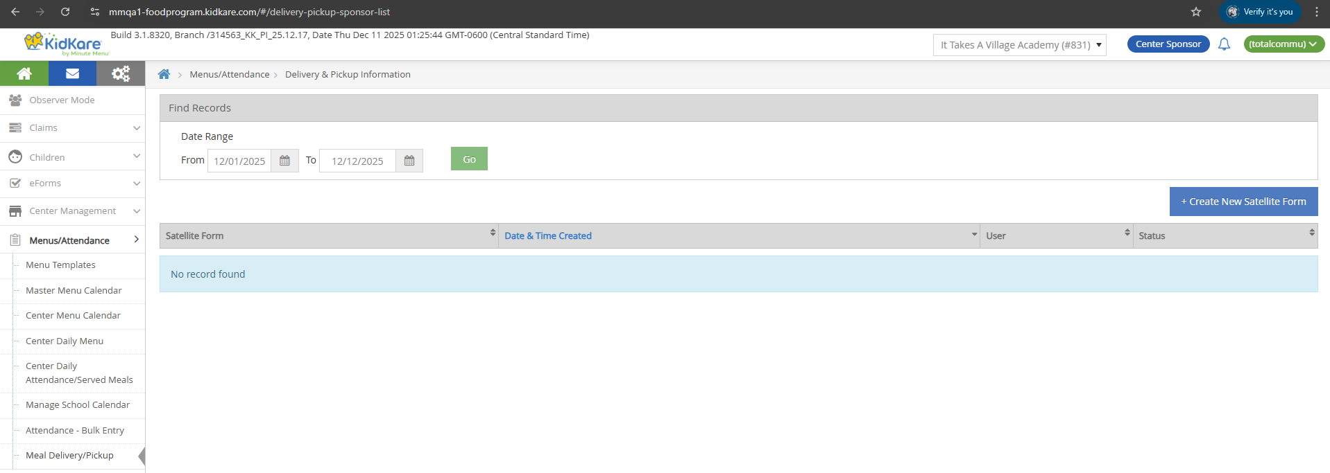 SFSP/ARAS center with no records