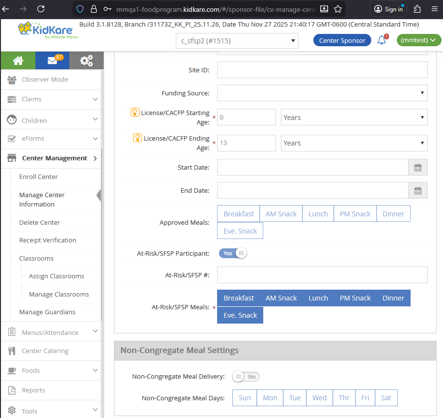 Sponsor Non-Congregate Settings