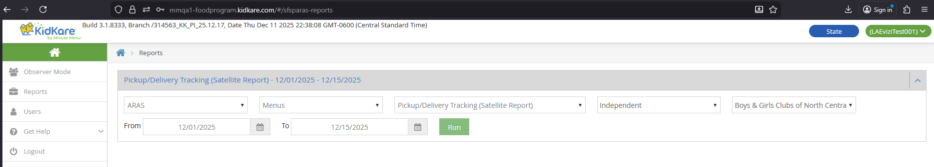 State User - report results