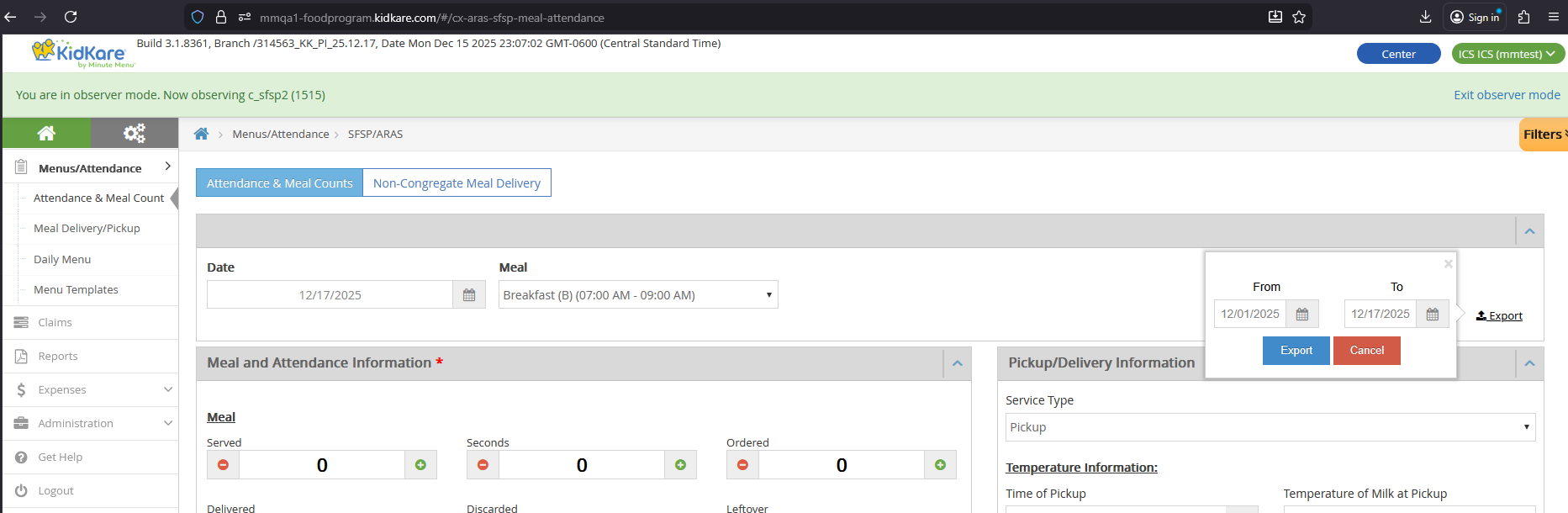 Non-LA A&MC export location