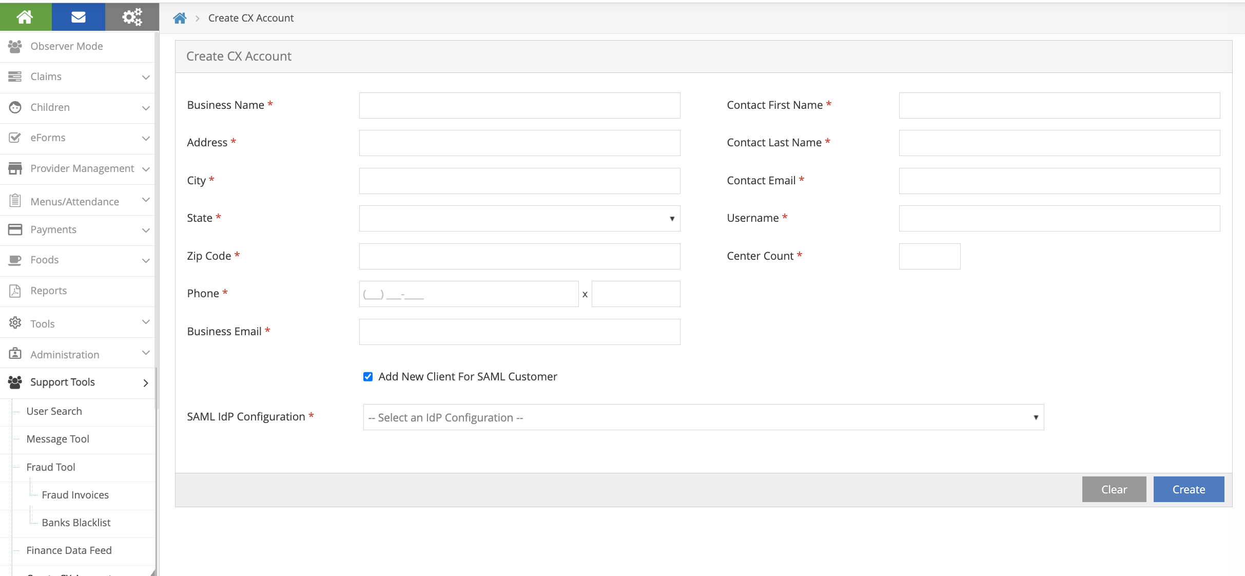 Create New CX Account with SSO